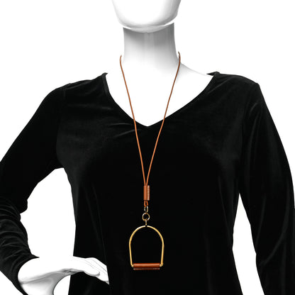 Hermes Barenia Heritage Equestre Pendant Necklace Gold 2 of 5