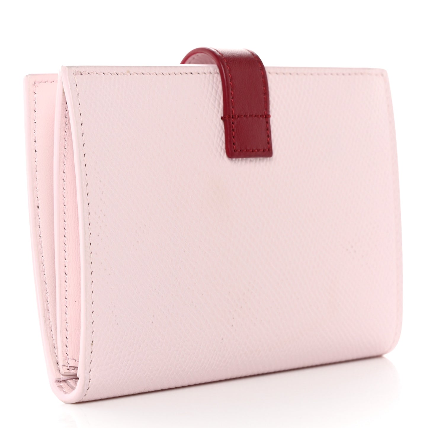 Grained Calfskin Medium Multifunction Strap Wallet Peony Carmin