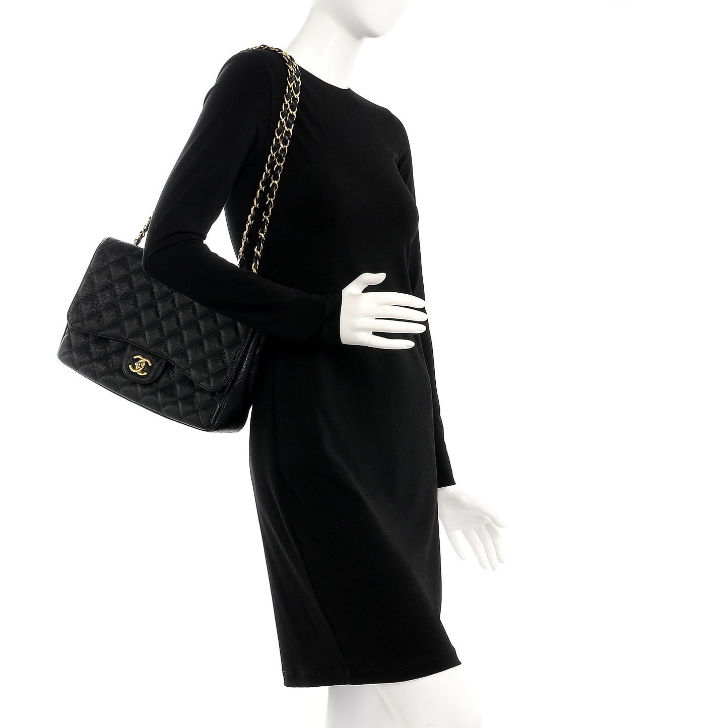 Caviar Quilted Jumbo Single Flap Black