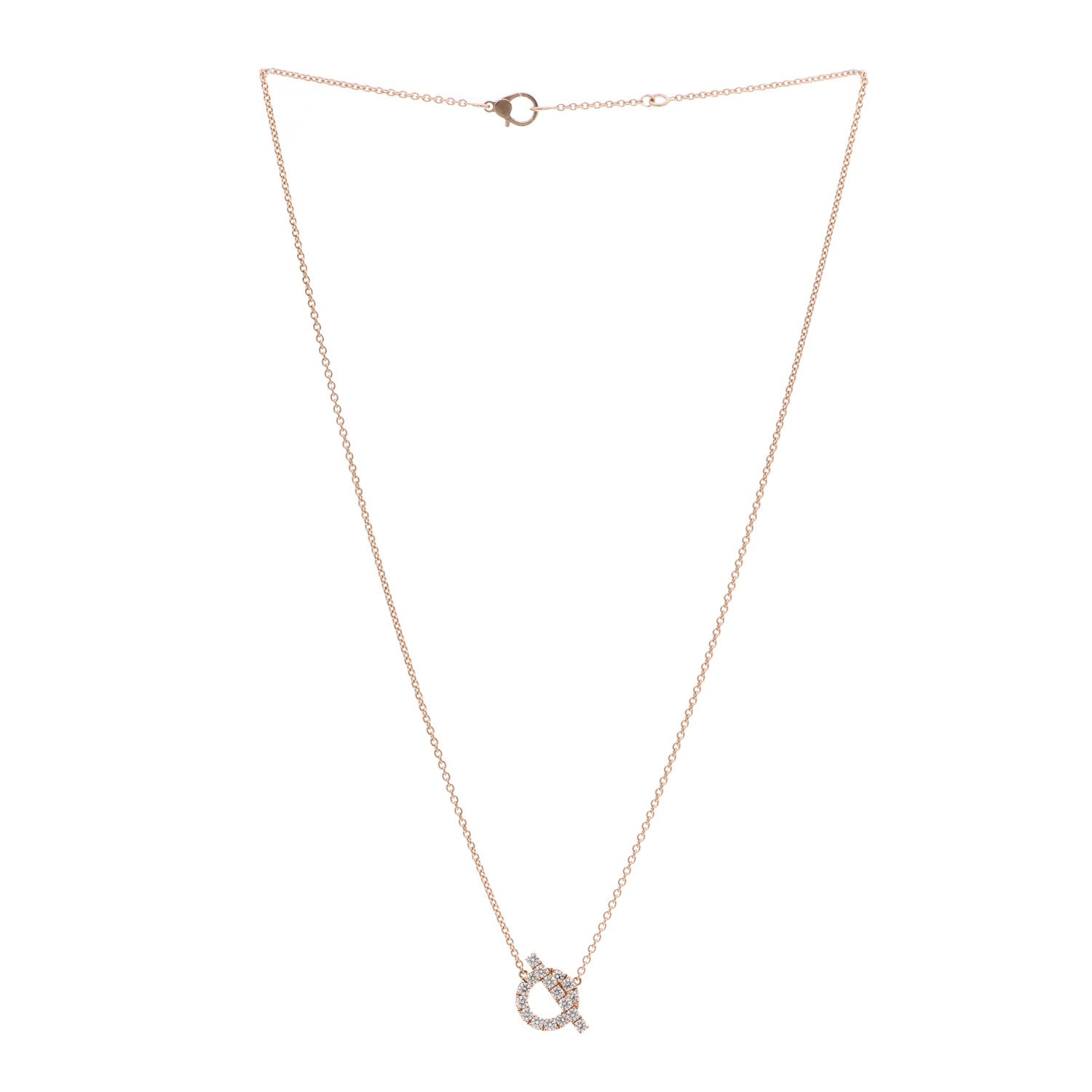 Hermes 18K Rose Gold Diamond Finesse Pendant Necklace 3 of 5