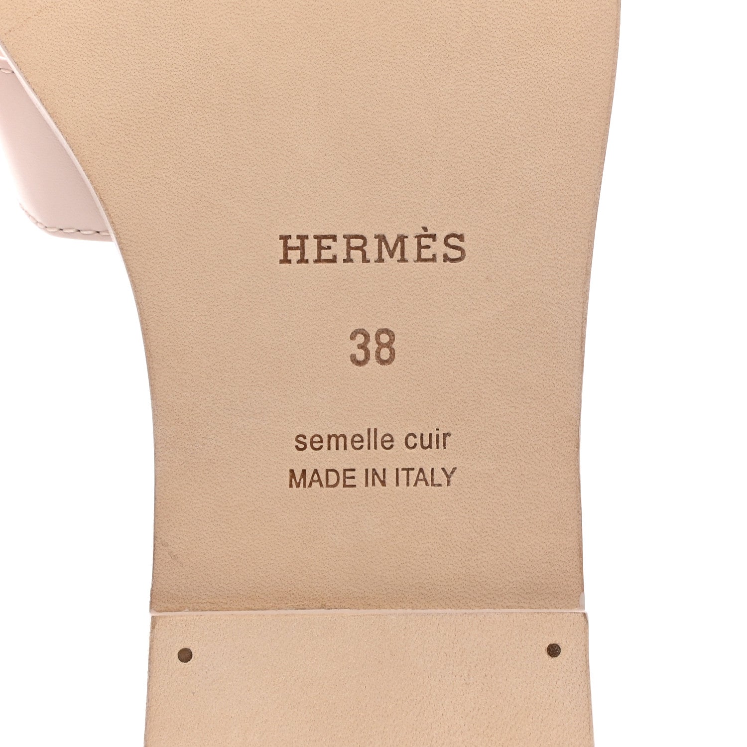 Hermes Box Calfskin Oran Sandals 38 Rose Pale 6 of 10