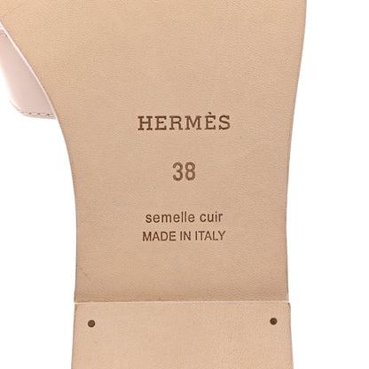 Hermes Box Calfskin Oran Sandals 38 Rose Pale 6 of 10