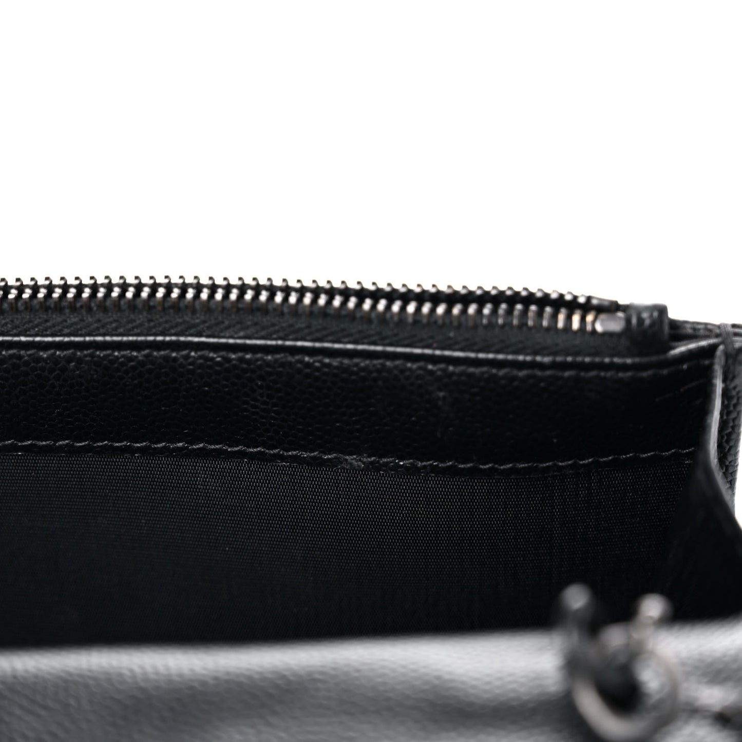 Grain De Poudre Matelasse Chevron Monogram Monochrome Envelope Chain Wallet Black