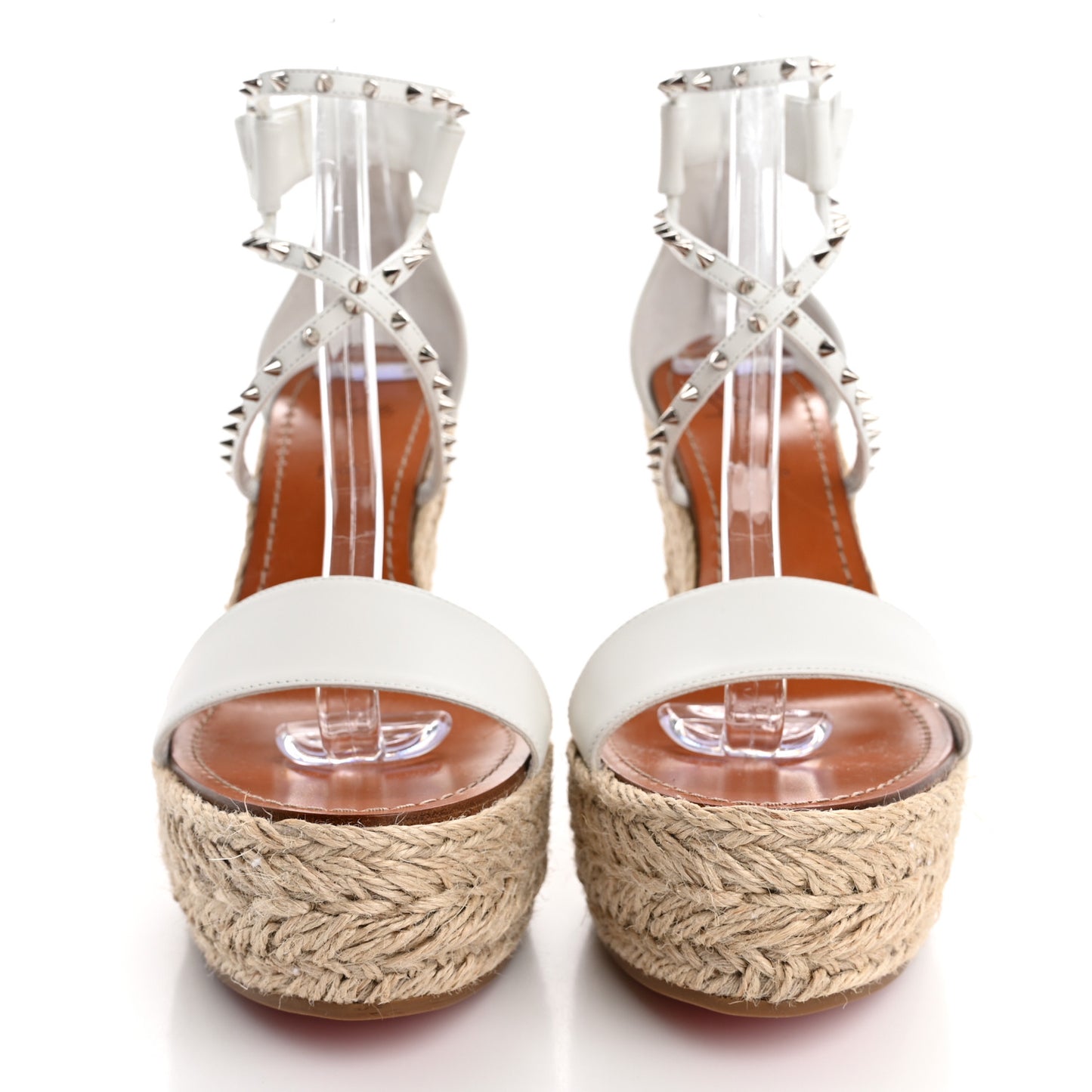 Calfskin Chocazeppa Spikes 120 Platform Wedge Sandals 41 Bianco