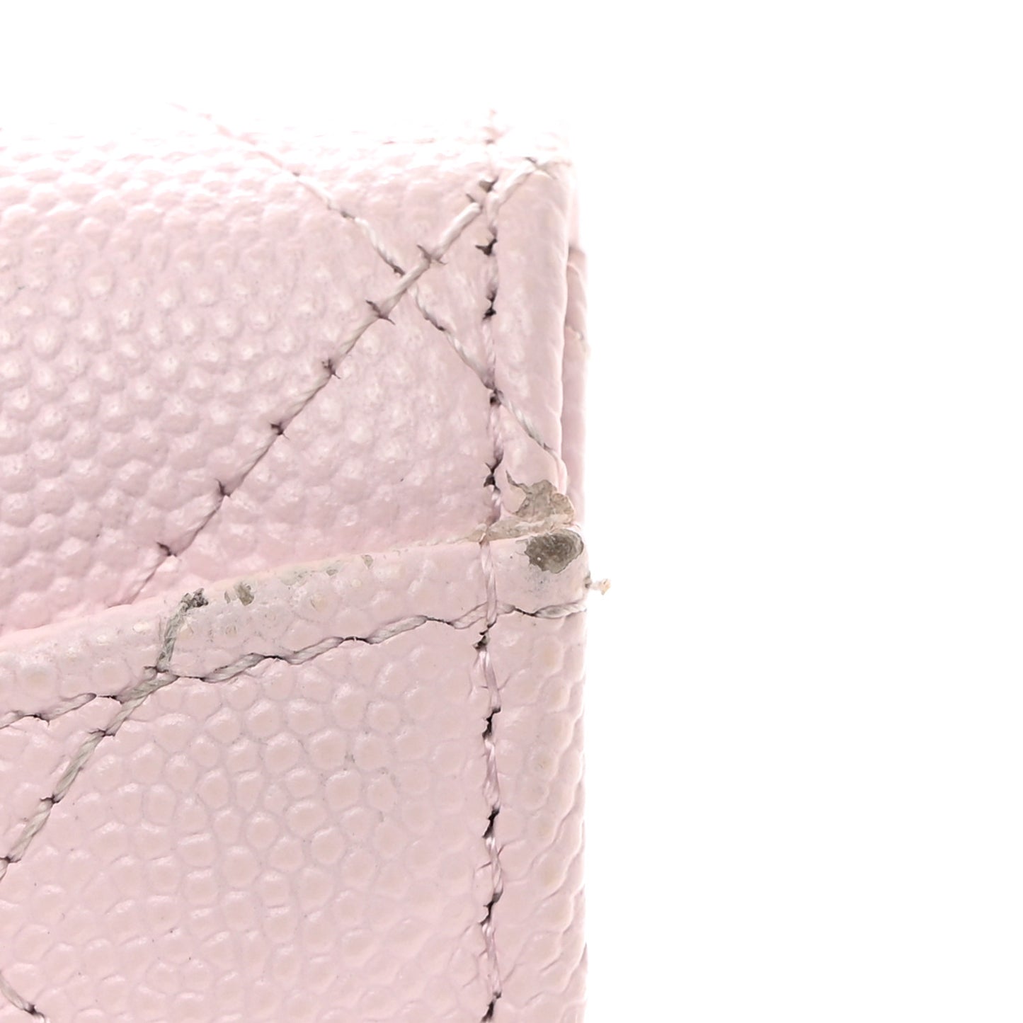 Caviar Quilted Flap Card Holder Wallet Light Pink