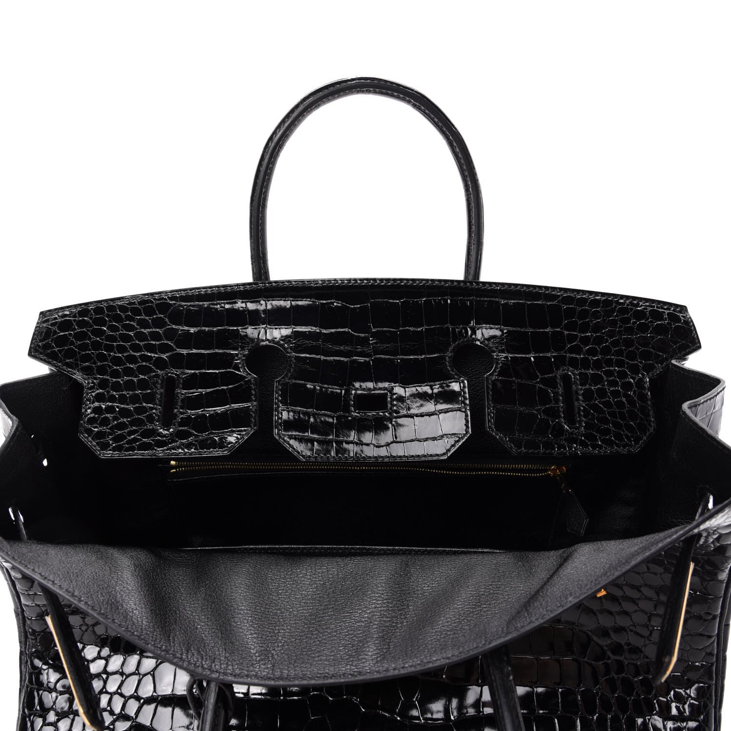 Hermes Shiny Porosus Crocodile Birkin 35 Black 16 of 34