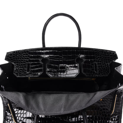 Hermes Shiny Porosus Crocodile Birkin 35 Black 16 of 34
