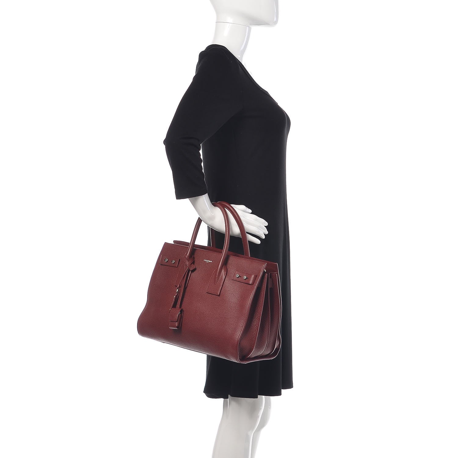 Saint Laurent Grained Calfskin Small Supple Sac De Jour Dark Pallisandre 3 of 18