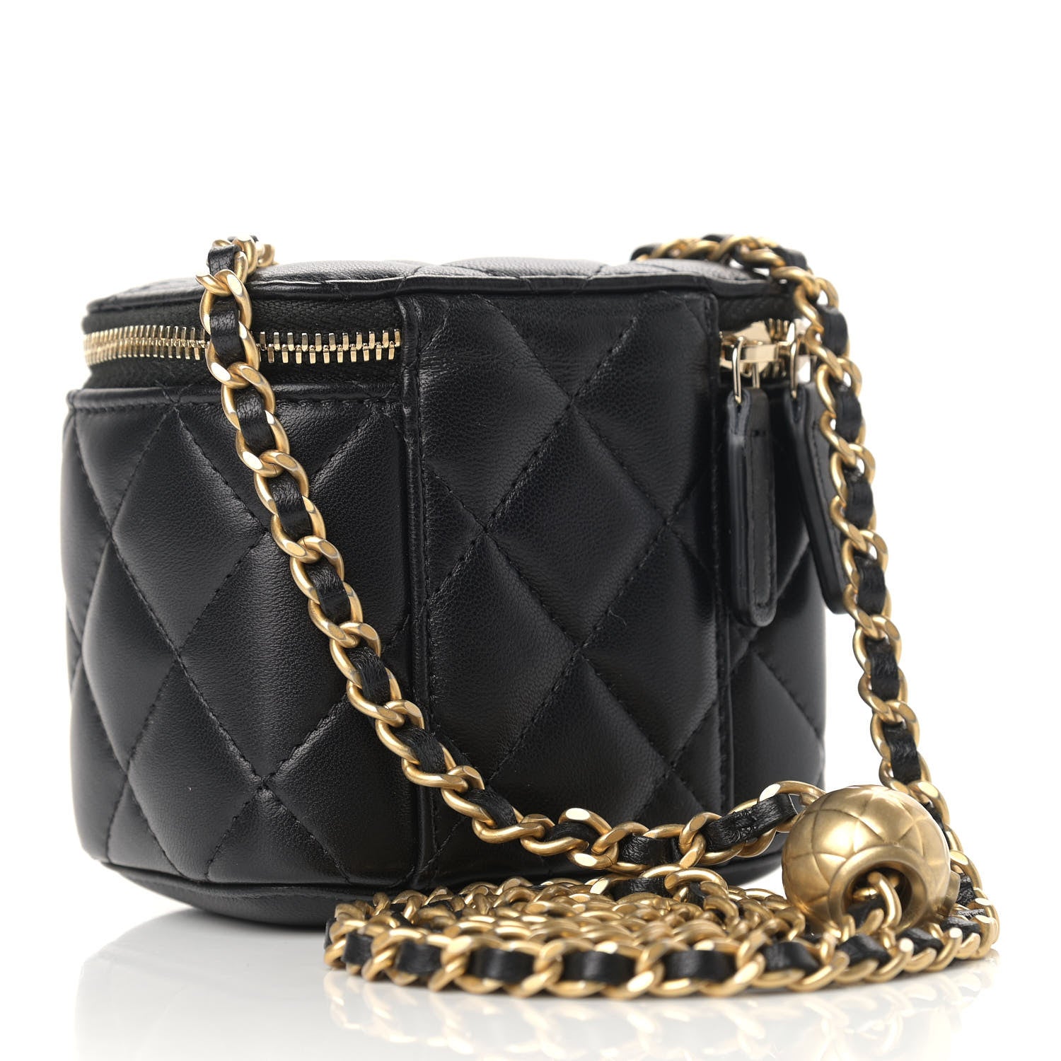 Chanel Lambskin Quilted Mini Pearl Crush Vanity Case With Chain Black 3 of 9