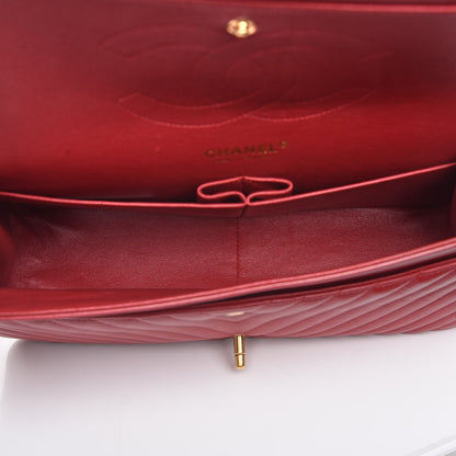 Chanel Lambskin Chevron Quilted Jumbo Double Flap Red 6 of 7