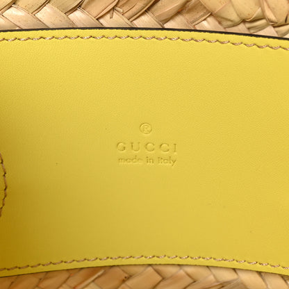 Gucci Straw Calfskin Plexiglass Mini Logo Tote Yellow 6 of 9