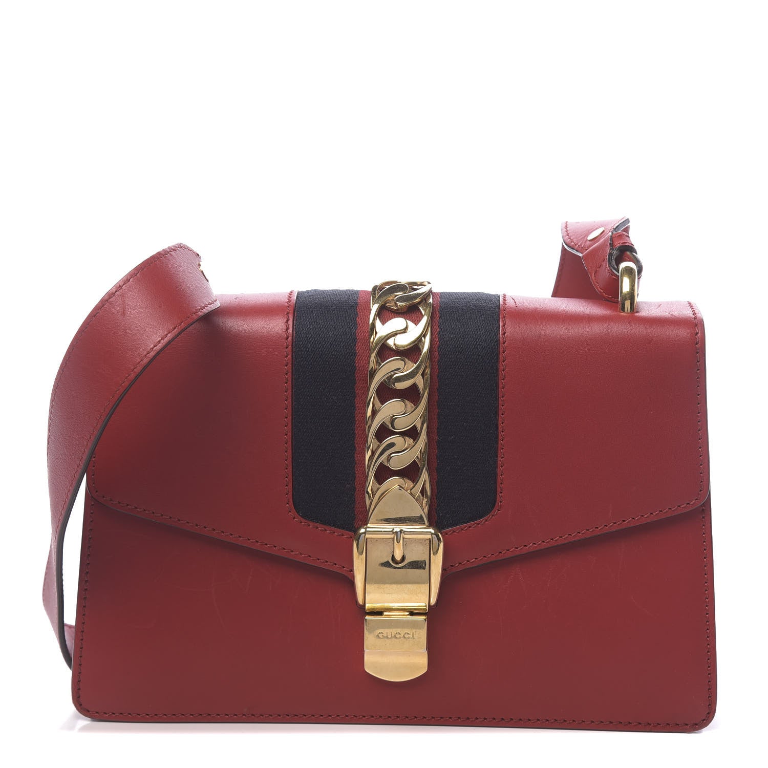 Gucci Calfskin Small Sylvie Shoulder Bag Hibiscus Red 2 of 15