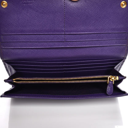 Prada Saffiano Metal Continental Flap Wallet Viola 6 of 11
