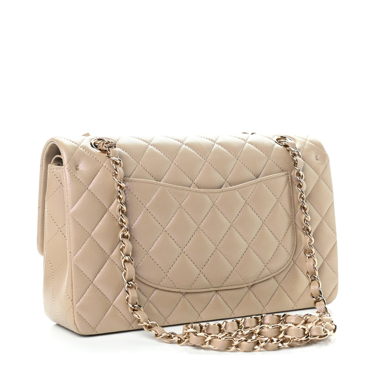 Chanel Iridescent Caviar Quilted Medium Double Flap Dark Beige 3 of 11