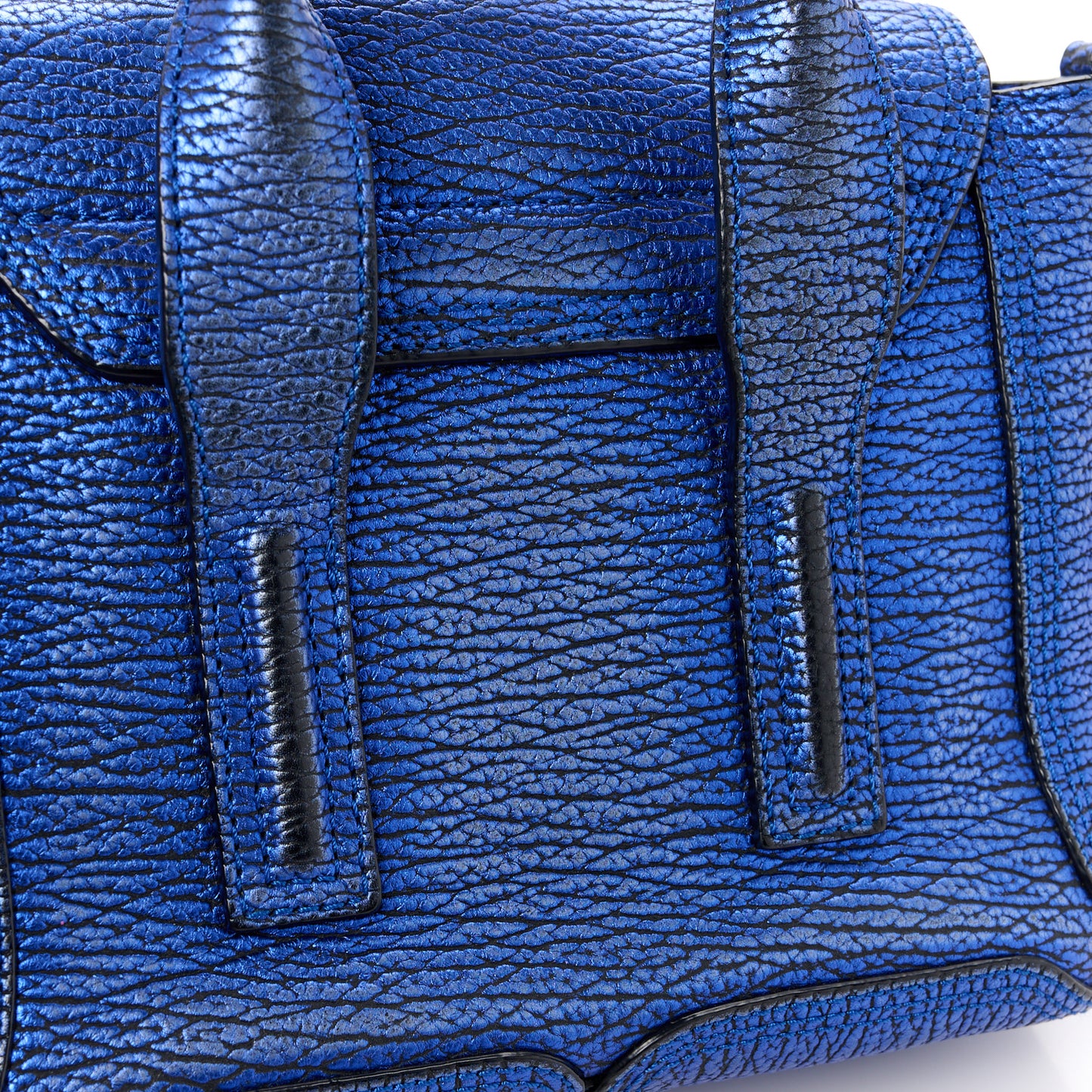 Metallic Textured Calfskin Mini Pashli Satchel Electric Blue