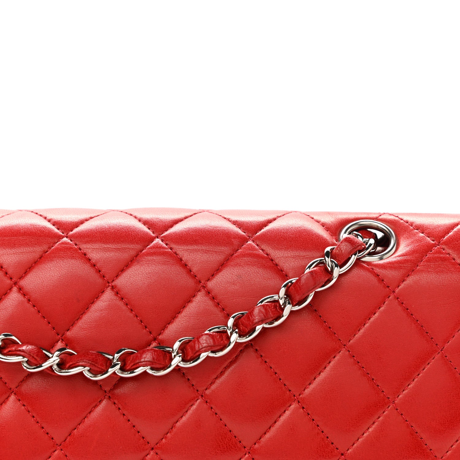 Chanel Lambskin Quilted Medium Double Flap Red 12 of 13