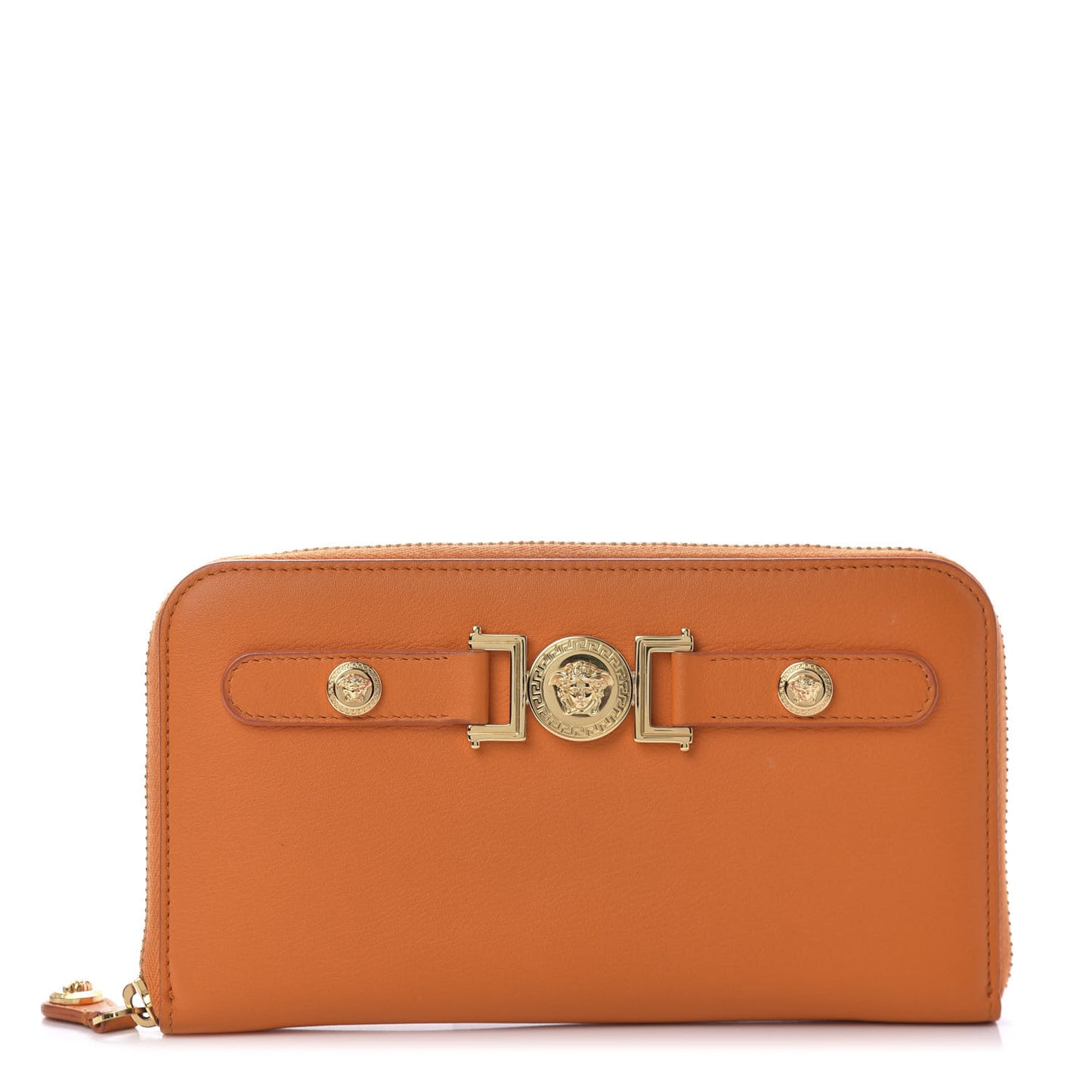 Calfskin Tribute Zip Around Wallet Orange