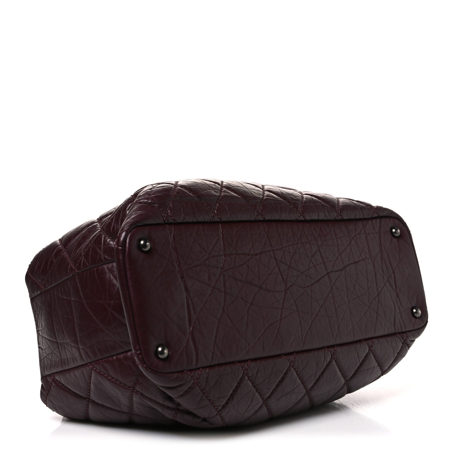 Aged Calfskin Quilted Tweed Portobello Tote Burgundy