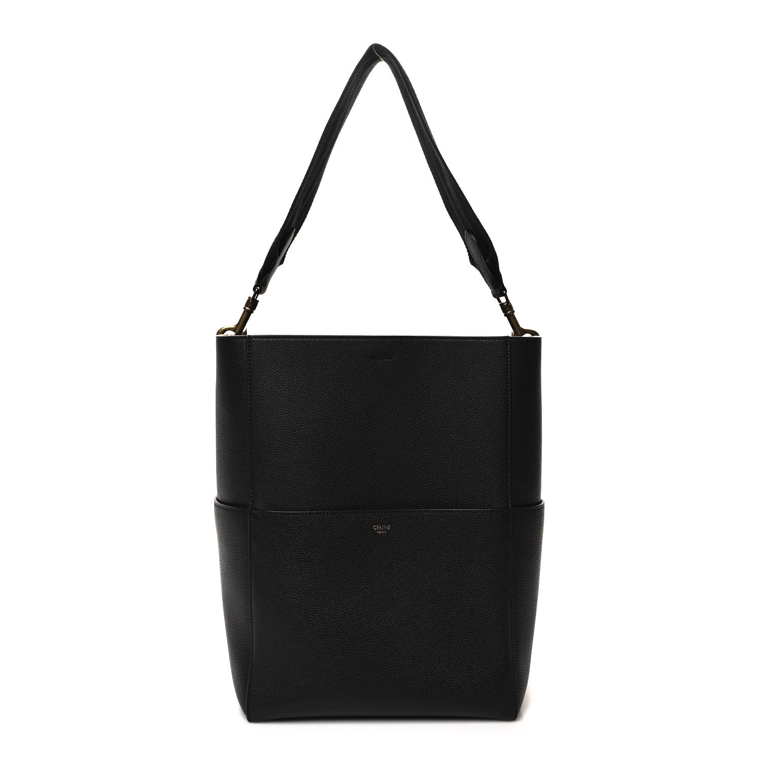 Celine Soft Grained Calfskin Sangle Bucket Bag Black 1 of 10