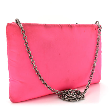 Prada Tessuto Nylon Soft Padded Crossbody Clutch Rosa Fluo 3 of 12