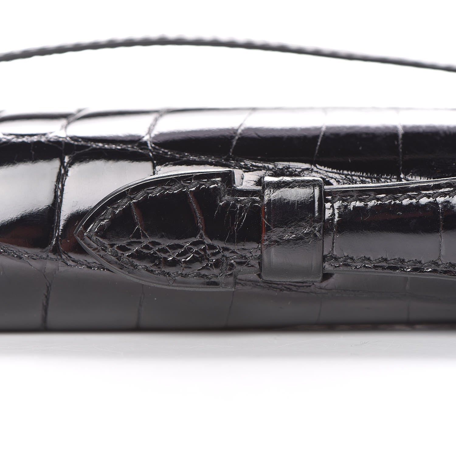 Hermes Shiny Niloticus Crocodile Kelly Cut Pochette Black 19 of 28