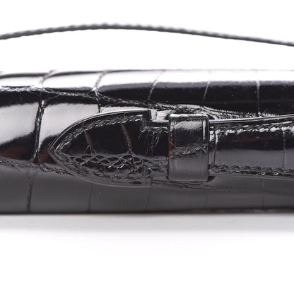 Hermes Shiny Niloticus Crocodile Kelly Cut Pochette Black 19 of 28