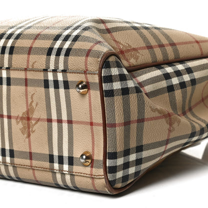 Burberry Haymarket Check Tote Dark Tan 9 of 13