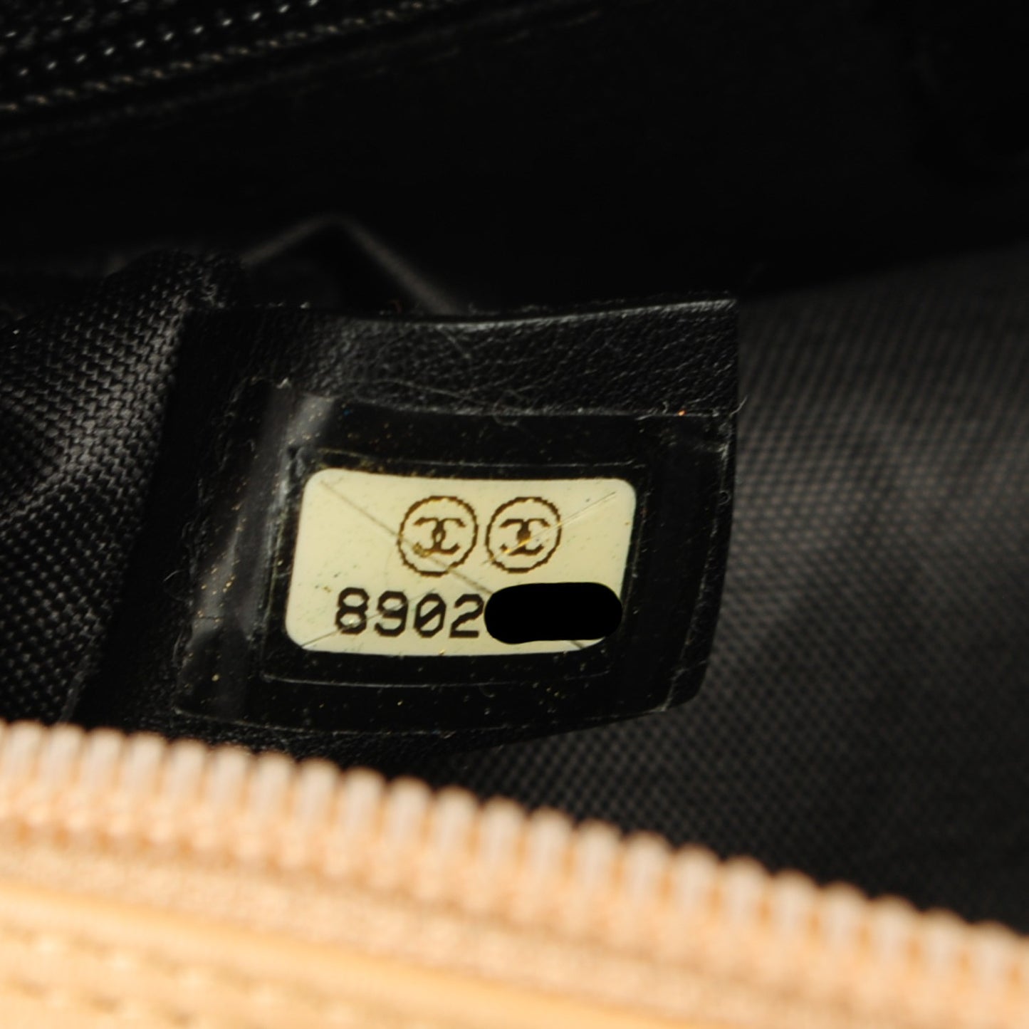 Calfskin Quilted Cambon Pochette Beige Black