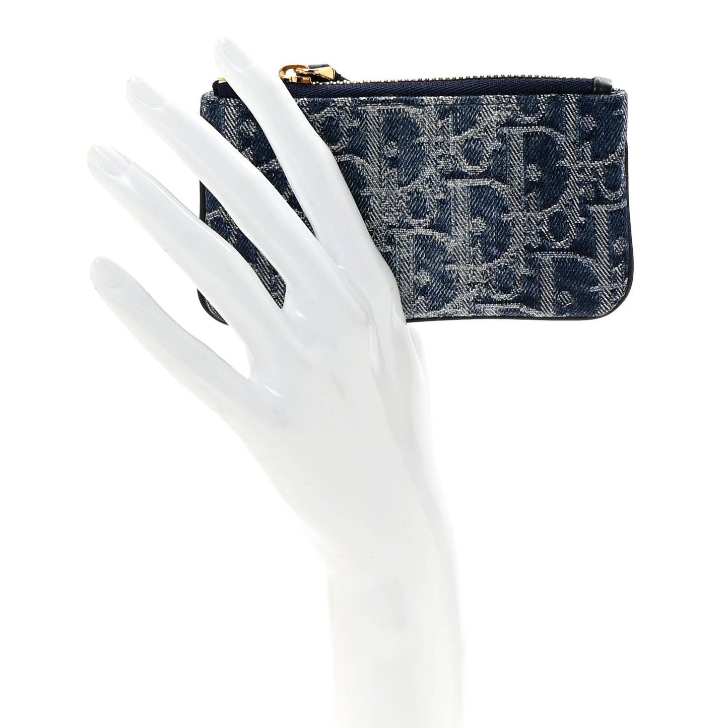 Denim Jacquard Oblique DiorTravel Myrte Zipped Key Case Blue