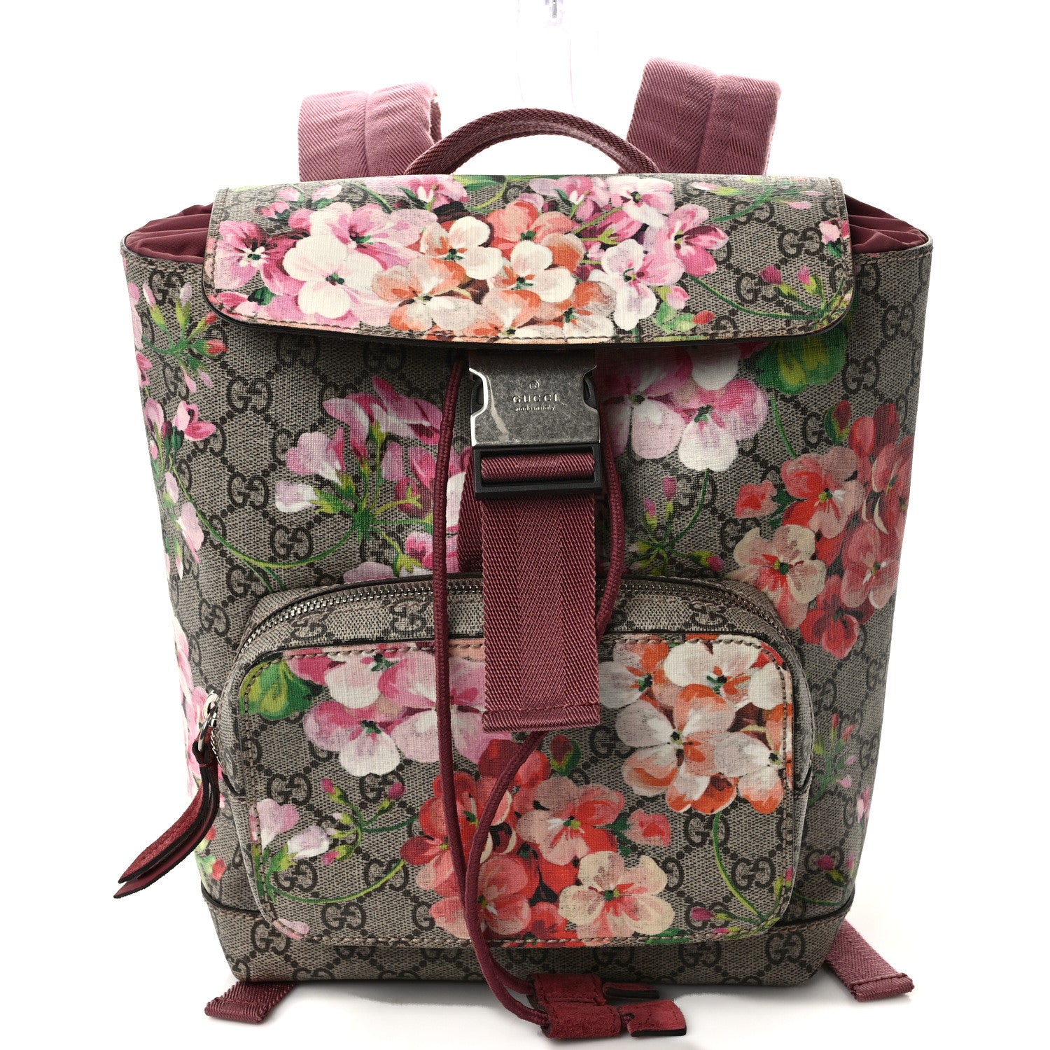 Gucci GG Supreme Monogram Blooms Small Single Buckle Backpack Beige Multicolor Dry Rose 1 of 11