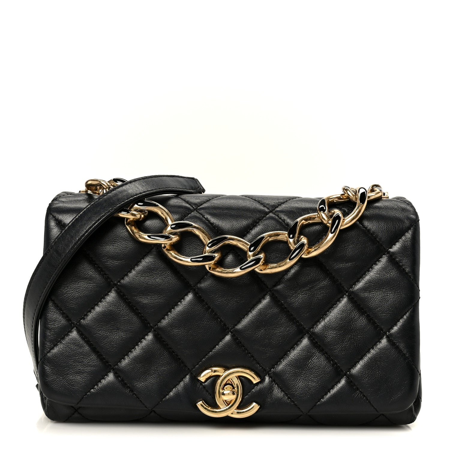 Chanel Lambskin Quilted Medium Color Match Flap Black 1 of 13