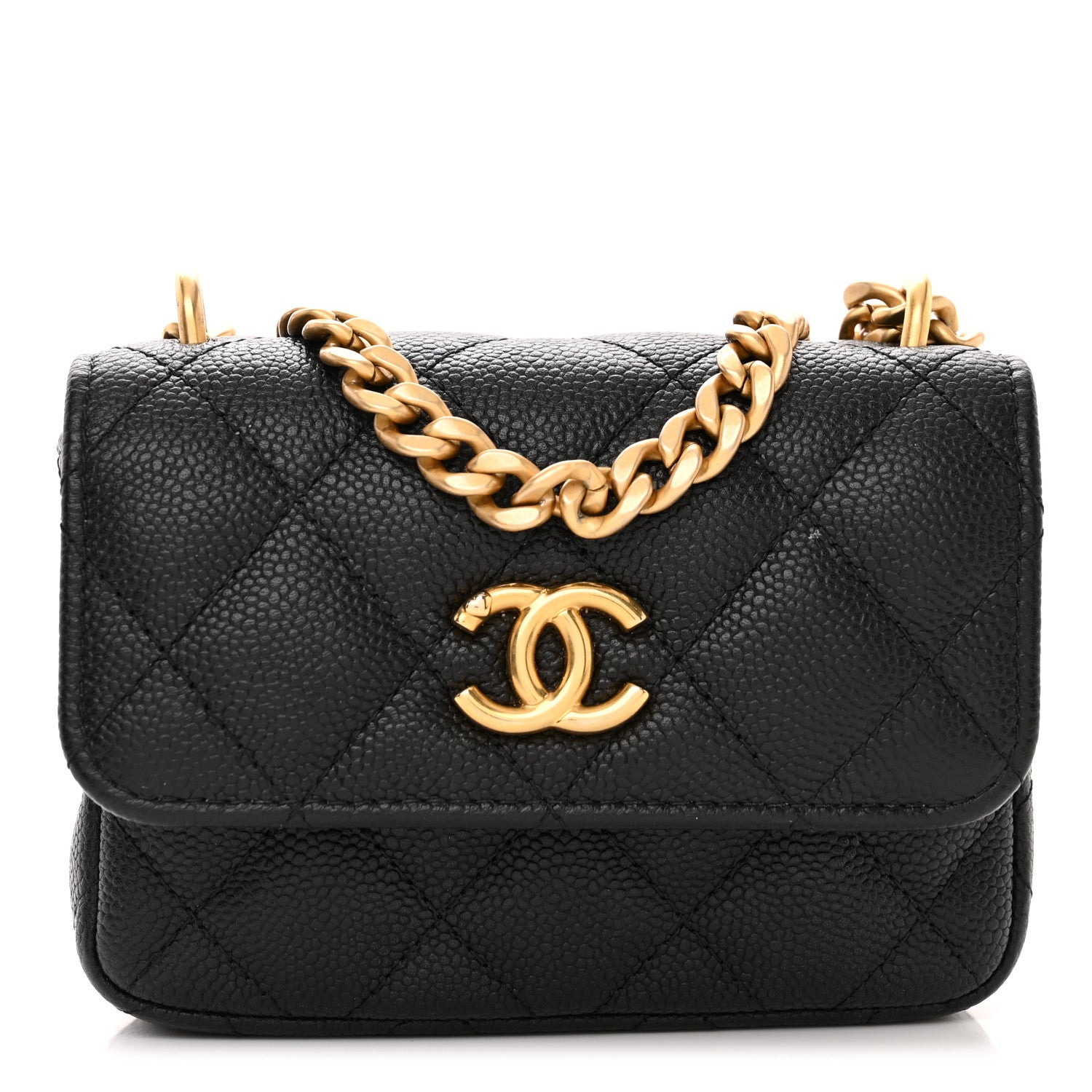 Chanel Caviar Quilted Sweetheart Clutch With Chain Black 1 of 12