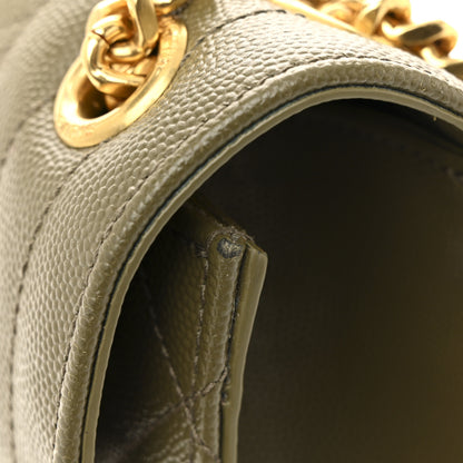 Saint Laurent Grain De Poudre Textured Mixed Matelasse Triquilt Medium Monogram Satchel Vert Kaki 13 of 13