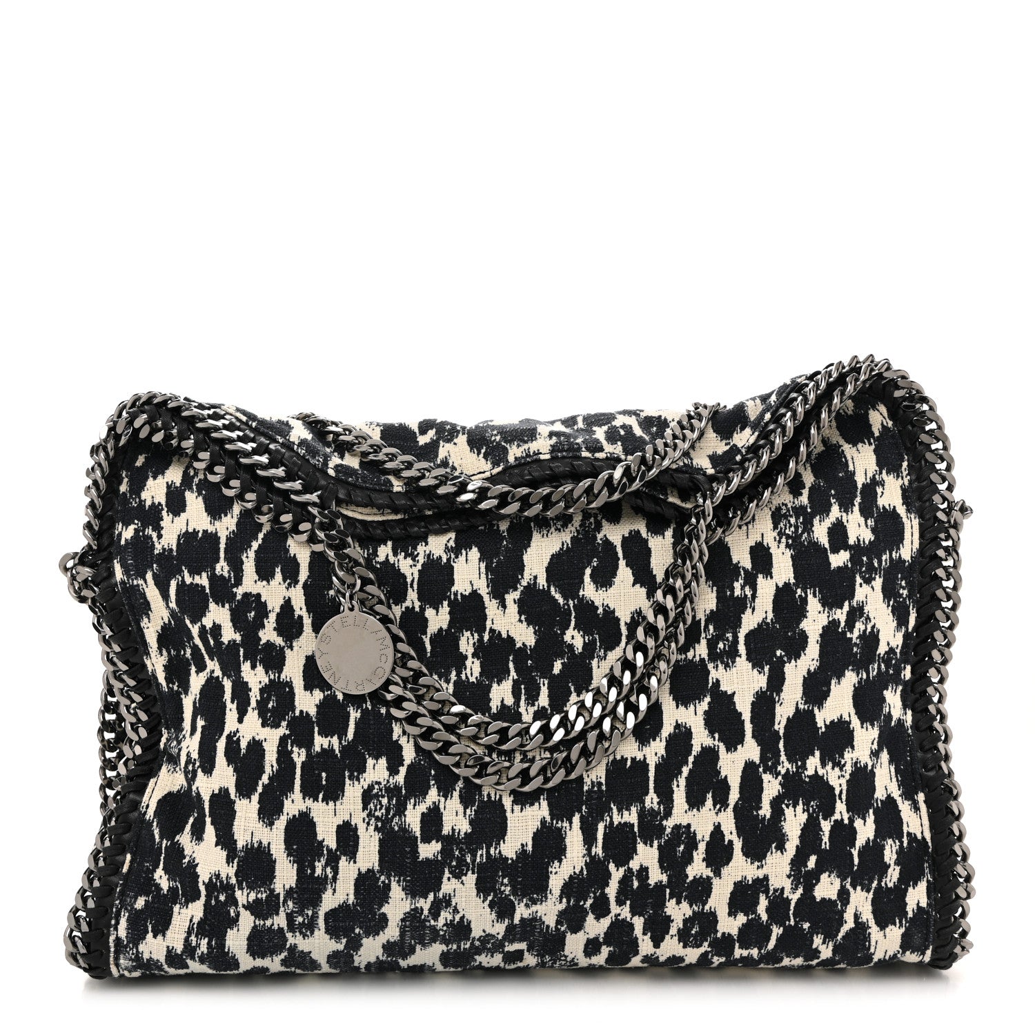 Stella McCartney Linen Leopard Small Falabella Tote Black White 1 of 10