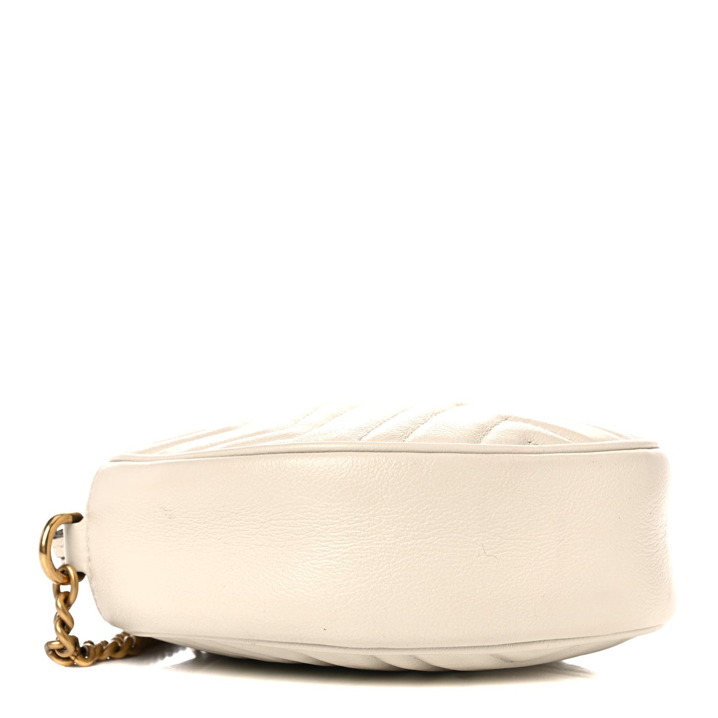 Calfskin Matelasse Mini GG Marmont Round Shoulder Bag White