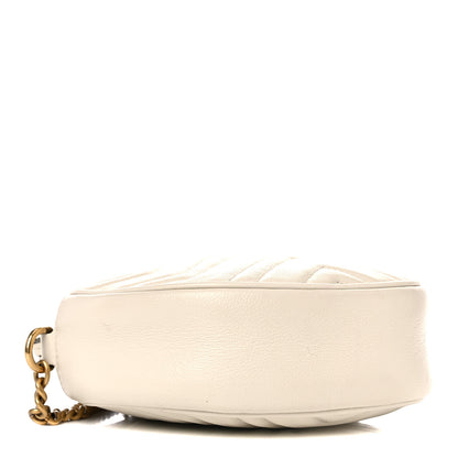 Gucci Calfskin Matelasse Mini GG Marmont Round Shoulder Bag White 4 of 14