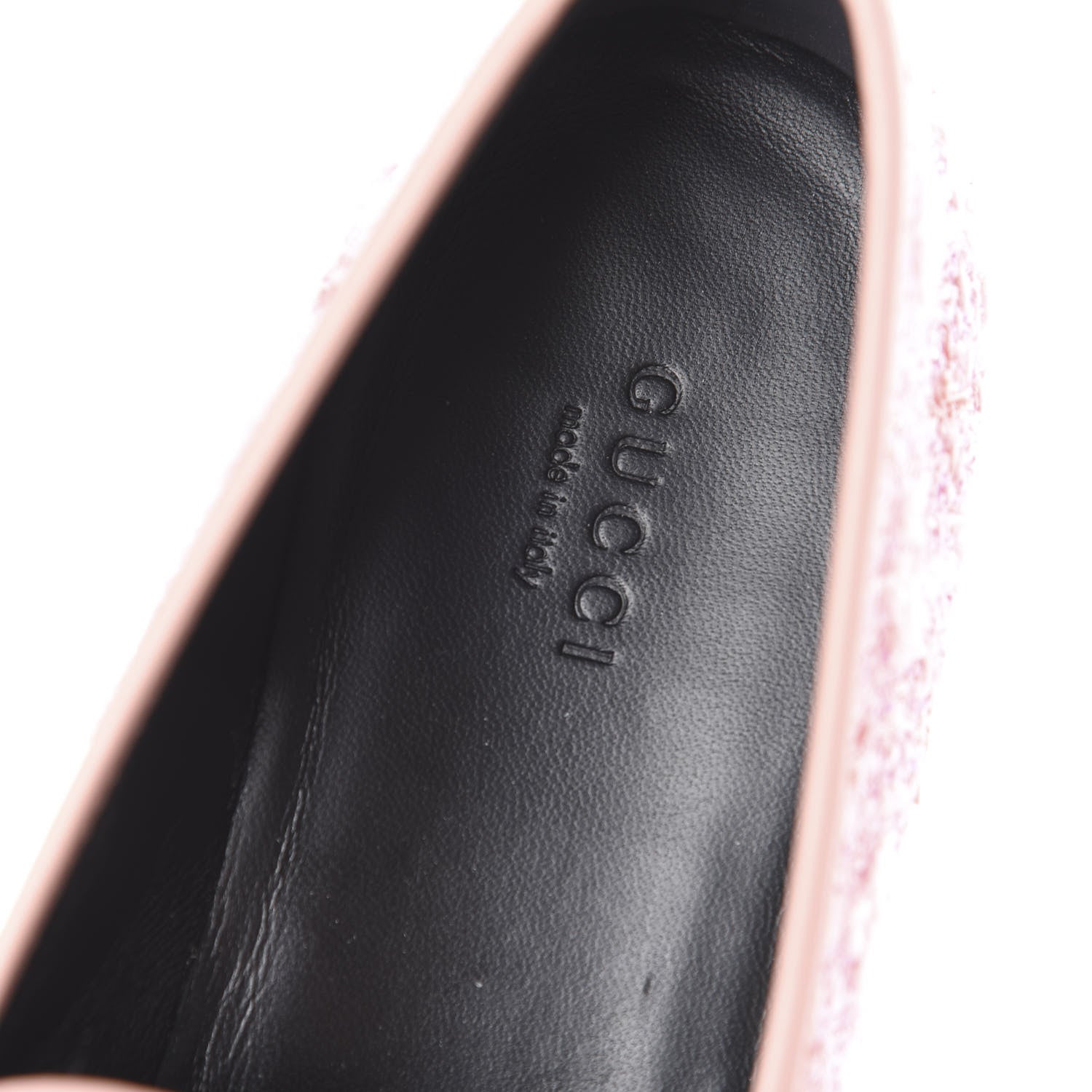 Gucci Wool Tweed Horsebit Womens Jordaan Loafers 39.5 Pink White Perfect Pink 7 of 10