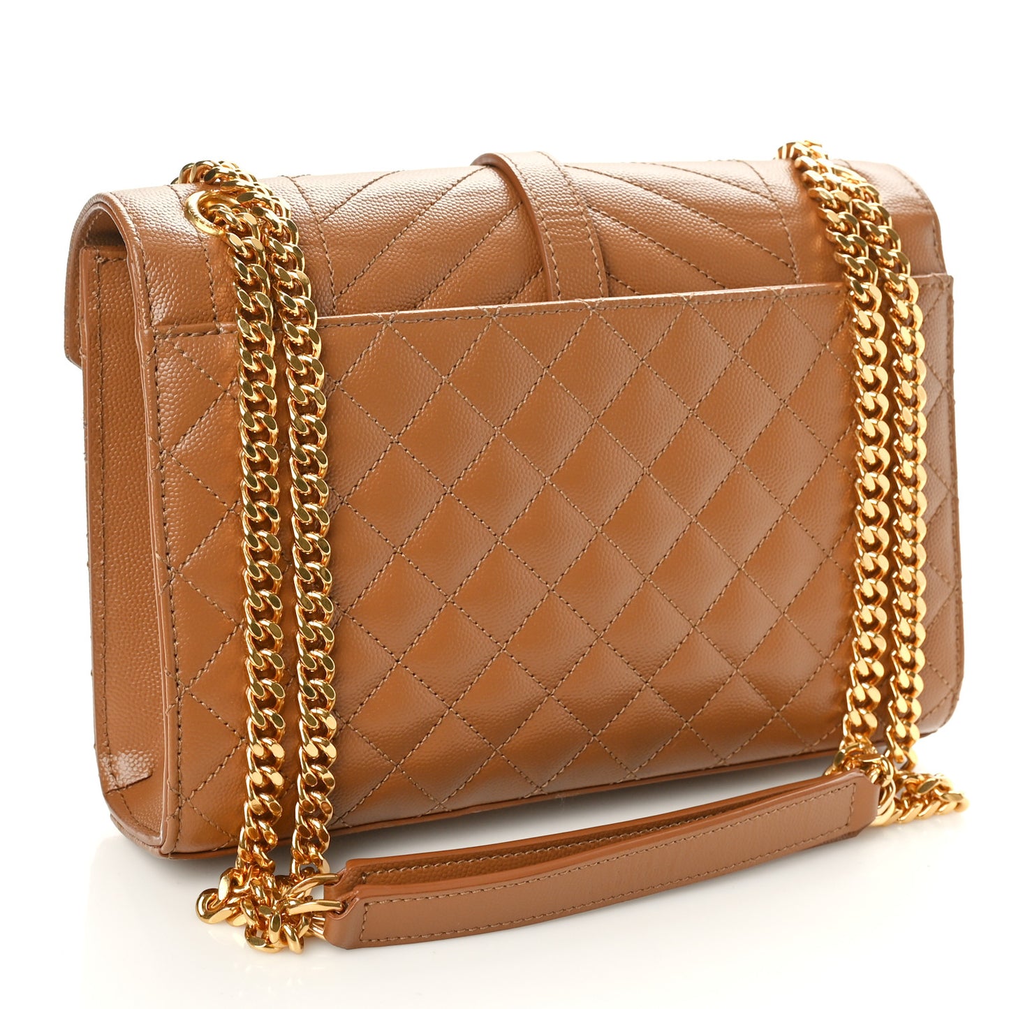 Grain De Poudre Textured Mixed Matelasse Medium Triquilt Monogram Satchel Dark Cork