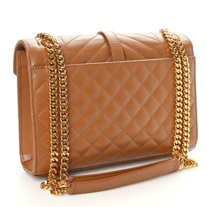 Saint Laurent Grain De Poudre Textured Mixed Matelasse Medium Triquilt Monogram Satchel Dark Cork 3 of 11