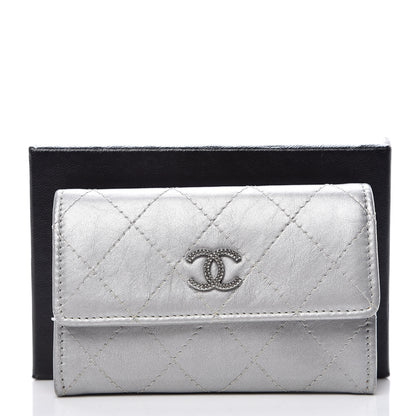 Chanel Metallic Calfskin Quilted Palette Card Holder Silver 18 of 18