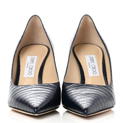 Jimmy Choo Crocodile Embossed Calfskin Love 85 Pump 39.5 Blue 2 of 8