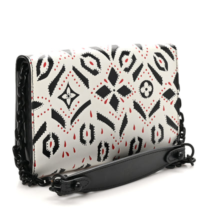 Louis Vuitton Calfskin Graphic Print Twist Chain Wallet White Black White Black 3 of 9