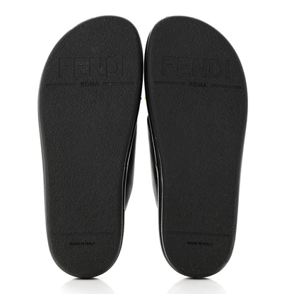 Fendi Vitello Womens Fendigraphy Slide Sandals 38.5 Black 5 of 9
