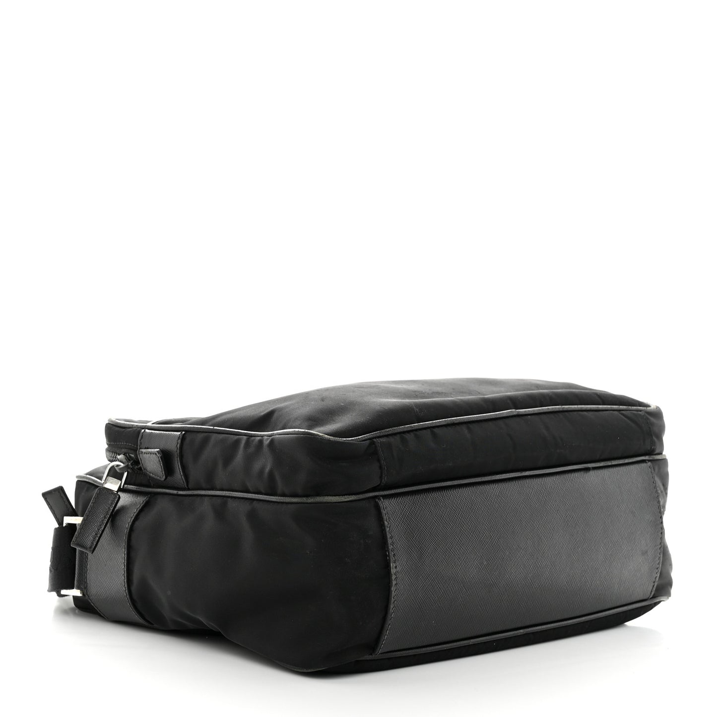 Tessuto Nylon Saffiano Front Pocket Zip Messenger Black