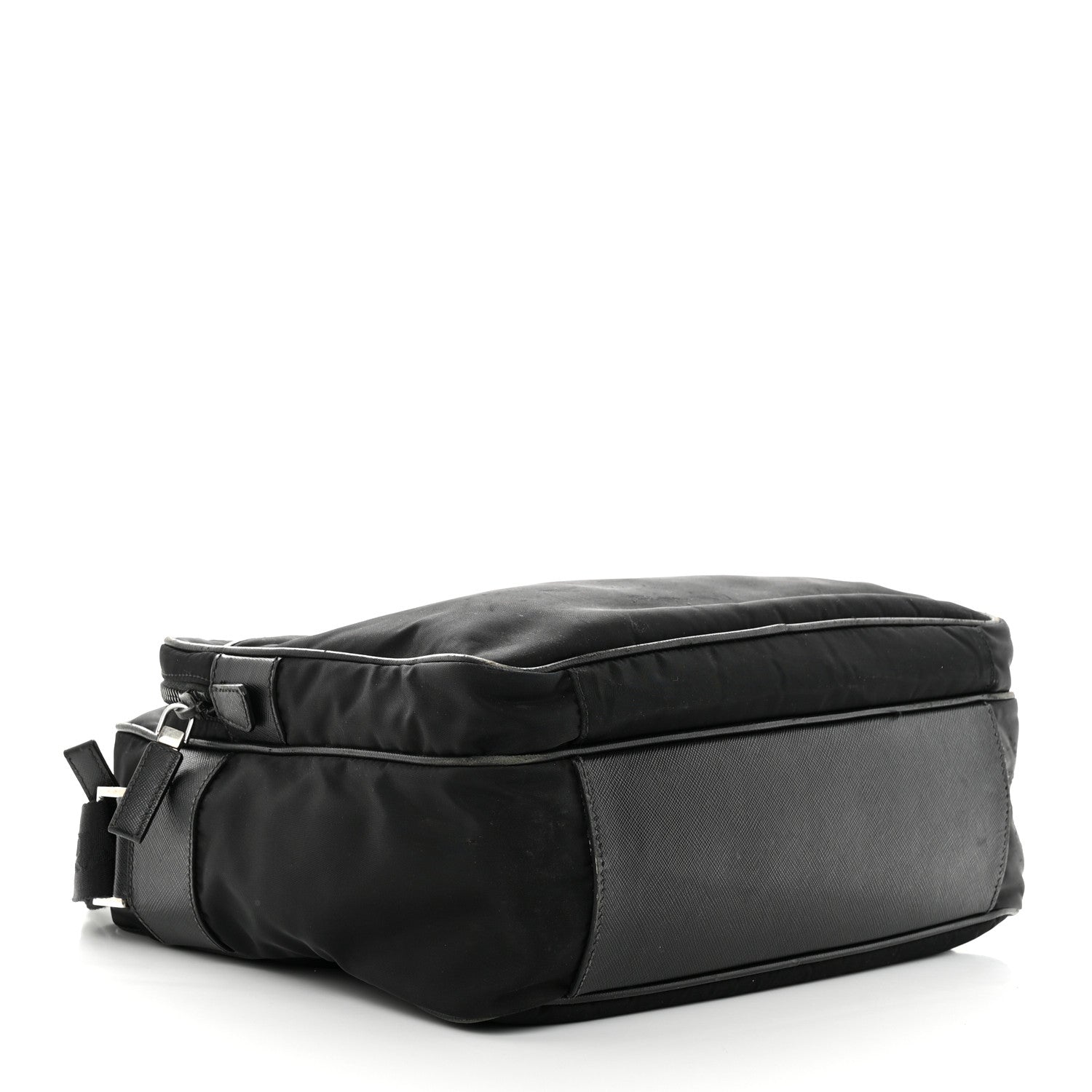 Prada Tessuto Nylon Saffiano Front Pocket Zip Messenger Black 4 of 19