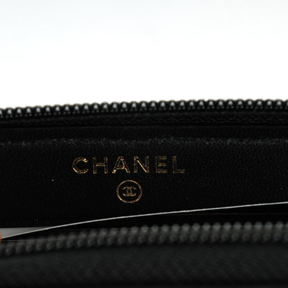Chanel Lambskin Quilted Small Boy Zip Around Wallet Black 6 of 8