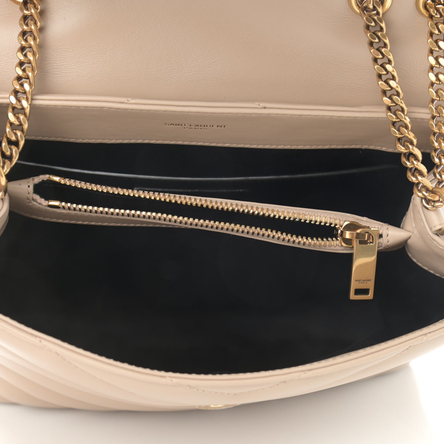 Saint Laurent Calfskin Y Quilted Monogram Small Loulou Chain Satchel Dark Beige 5 of 11