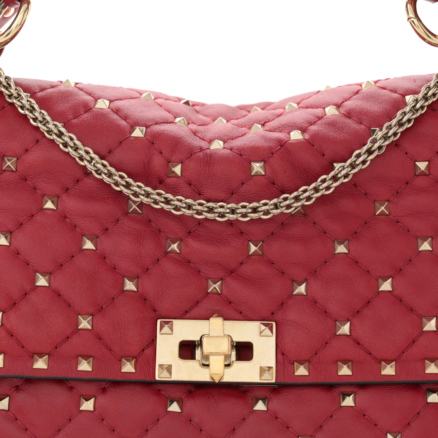 Valentino Garavani Nappa Large Rockstud Spike Shoulder Bag Rubino 7 of 15