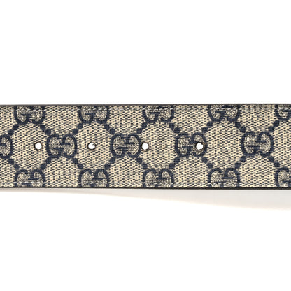 Gucci GG Supreme Monogram Selleria Calfskin Interlocking G 40mm Belt 80 32 Navy 4 of 4