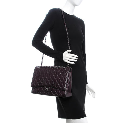 Chanel Lambskin Quilted Maxi Double Flap Purple 2 of 14